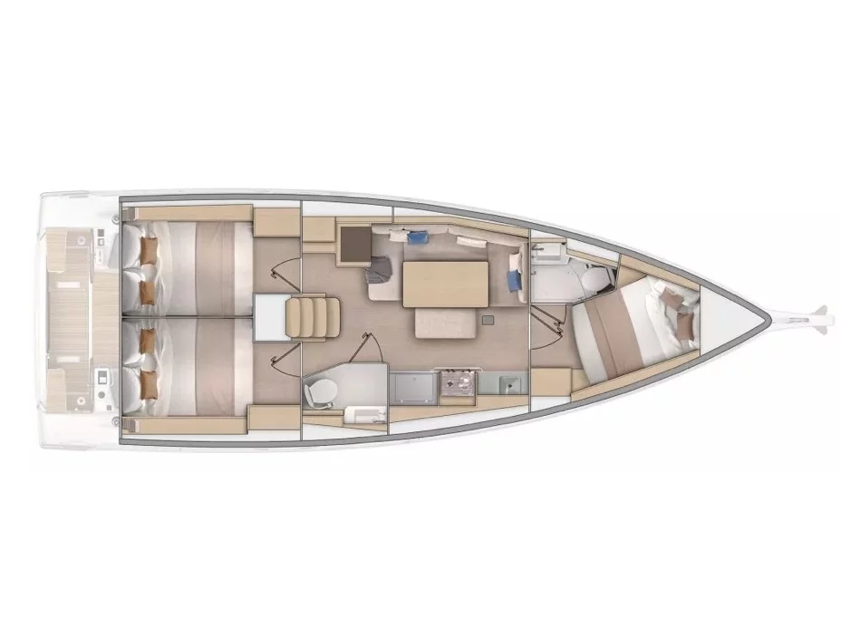 Oceanis 37.1 - 3 cab 2 wc (Silene - Comfort line) Plan image - 2