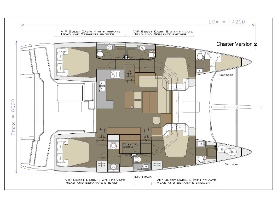 Dufour Catamaran 48 4c+5h (Vittoria) Plan image - 10