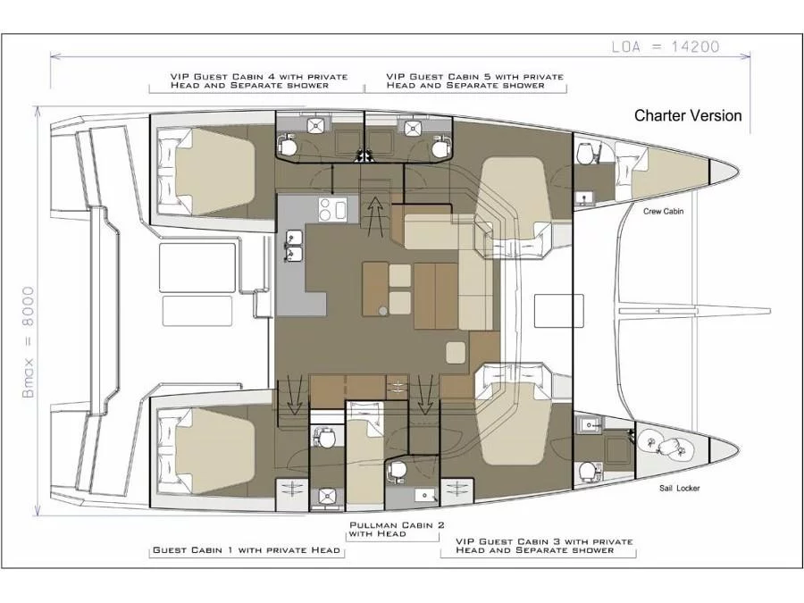 Dufour Catamaran 48 (Albertina II) Plan image - 13