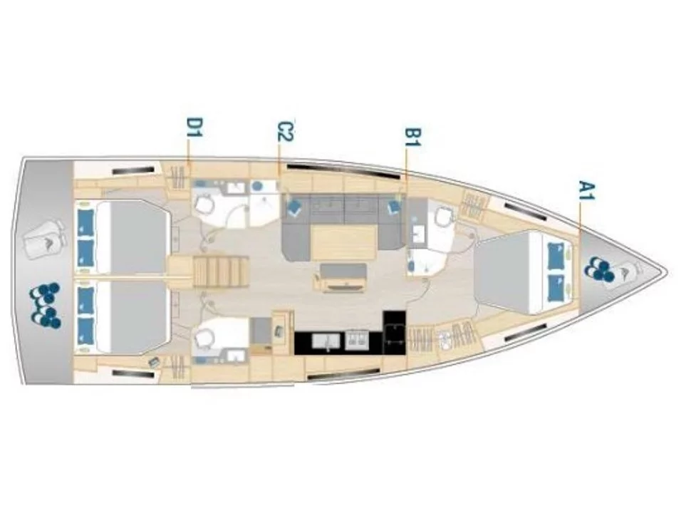 Hanse 460 - 3 cabine - 3 bagni (Nausicaä) Plan image - 14
