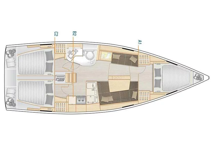 Hanse 388 (Tecla -, Solar Panel - BOTH SAILS triradial, Retractabile Bow Trust) Plan image - 10