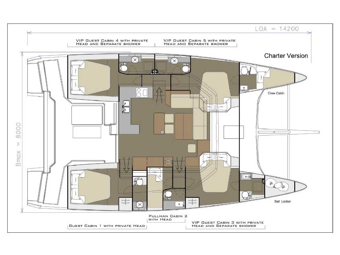 Dufour Catamaran 48 5c+5h (FUTURA) Plan image - 12