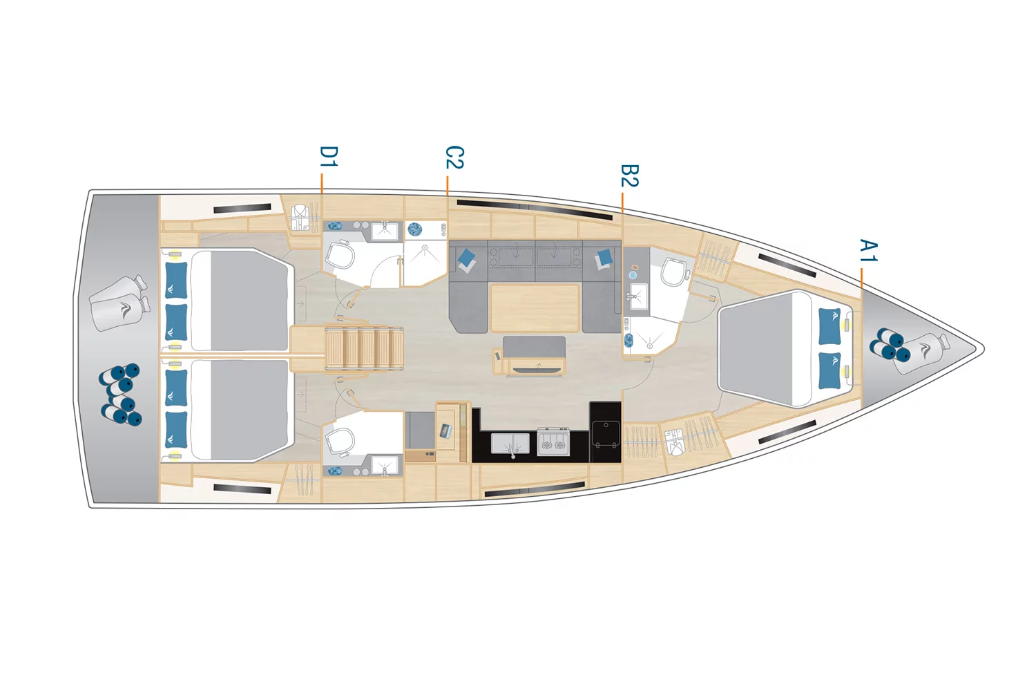 Hanse 460 - 3 cab (Chrisphi)  - 6