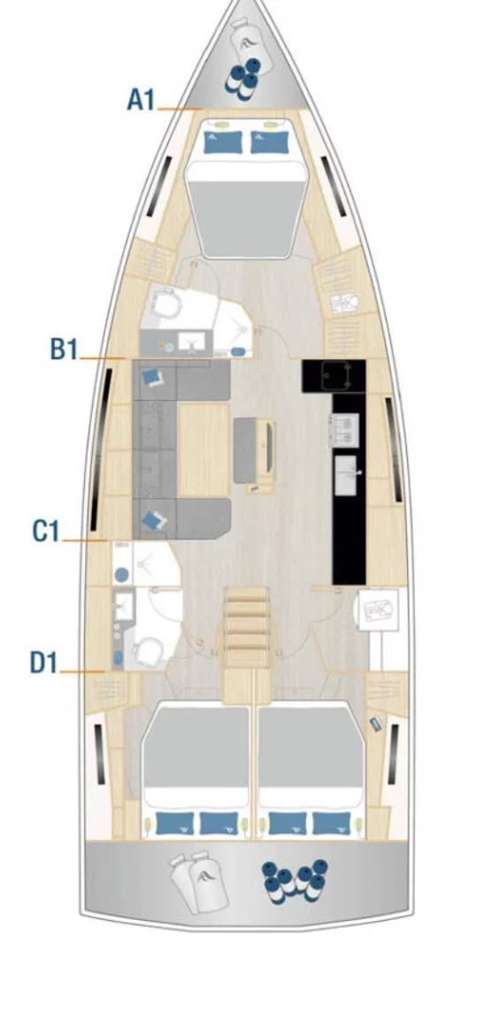 Hanse 460 - 3 cab (FeMi Star)  - 1