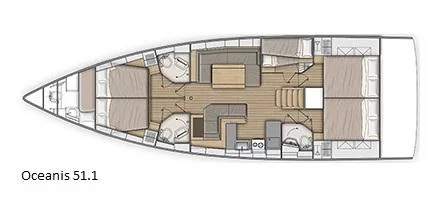 Oceanis 51.1 - 5 + 1 cab. (One Piece)  - 1