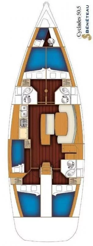 Cyclades 50.5 - 5 + 1 cab. (Azzuro)  - 1