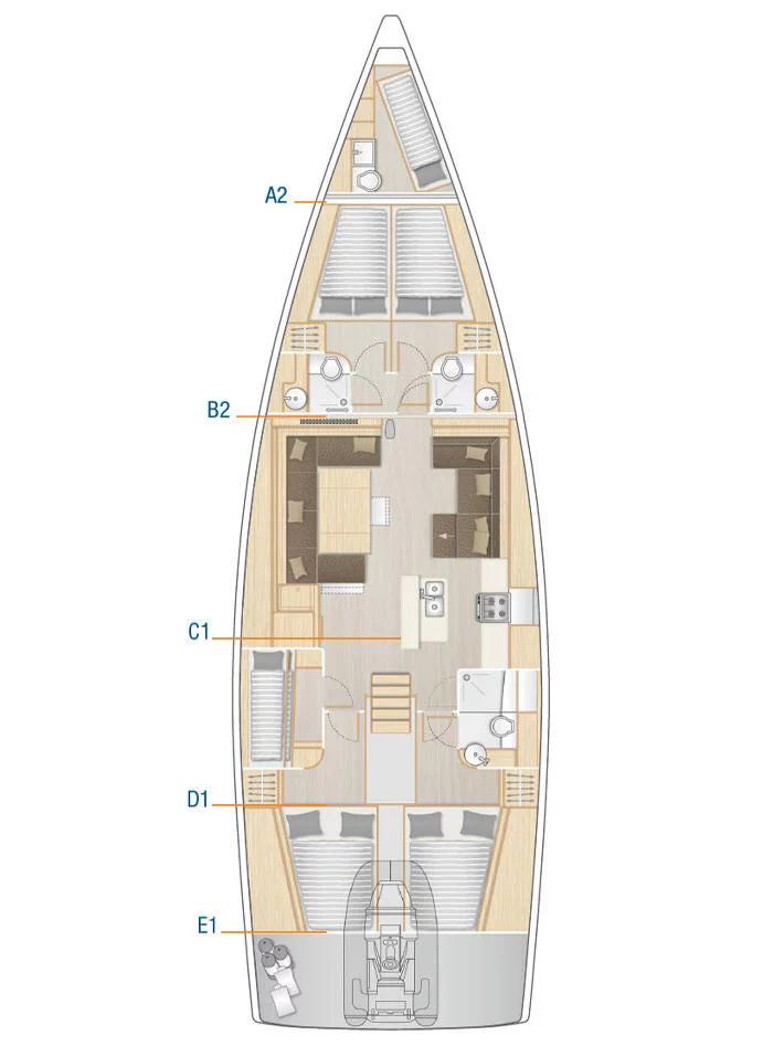 Hanse 588 - 5 + 1 cab. (Citrus)  - 1