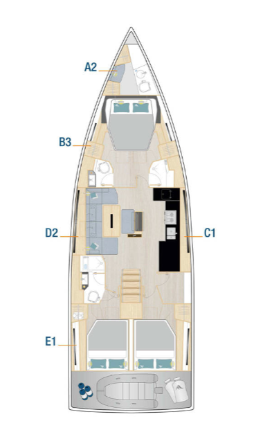 Hanse 510 - 3 + 1 cab. — photo 2