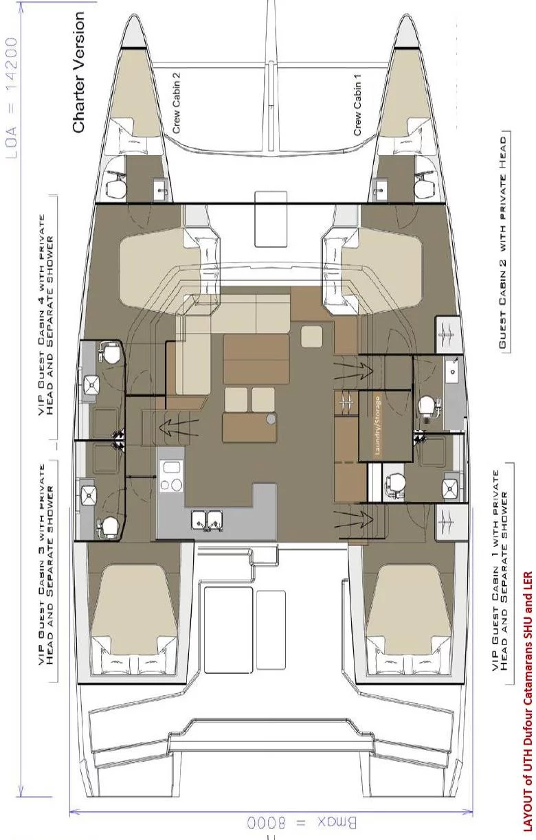 Dufour 48 Catamaran - 4 + 2 cab. (Shu)  - 17