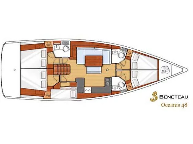 Oceanis 48 (Nabucco: Aft cabin #2 (Cabin charter - 2 pax) Fully Crewed, ALL EXPENSES) Plan image - 1