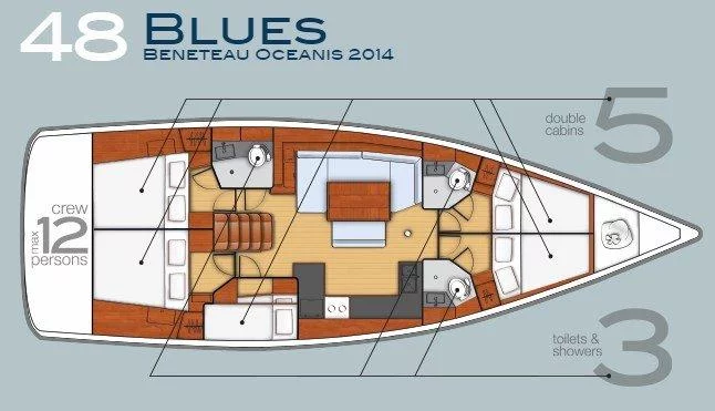 Oceanis 48 (5 cabins) (Blues)  - 7