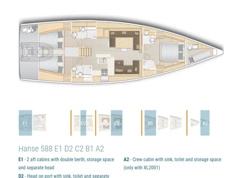 Hanse 588 (Amadea (ONLY SKIPPERED)) Plan image - 15