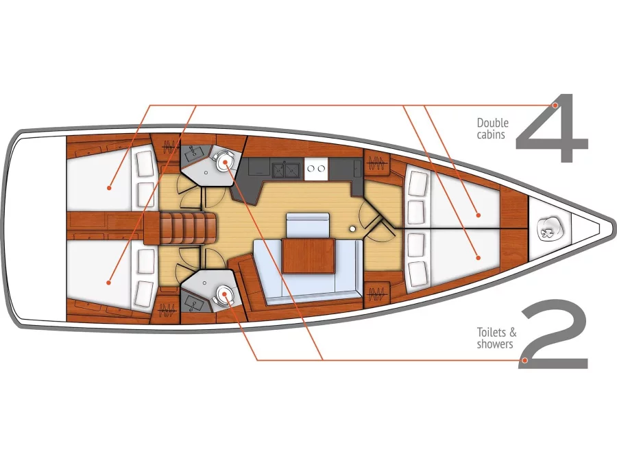 Oceanis 45 (4 cabs) (Cancan) Plan image - 12