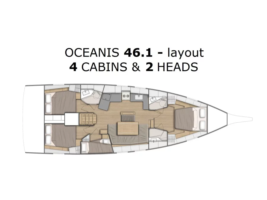 Oceanis 46.1 - owner's version (BLACK JACK) Plan image - 1
