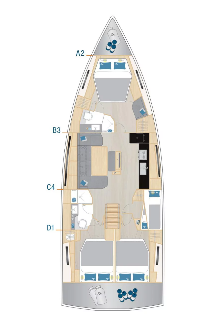 Hanse 460 - 4 cab. (#232 - OW)  - 1