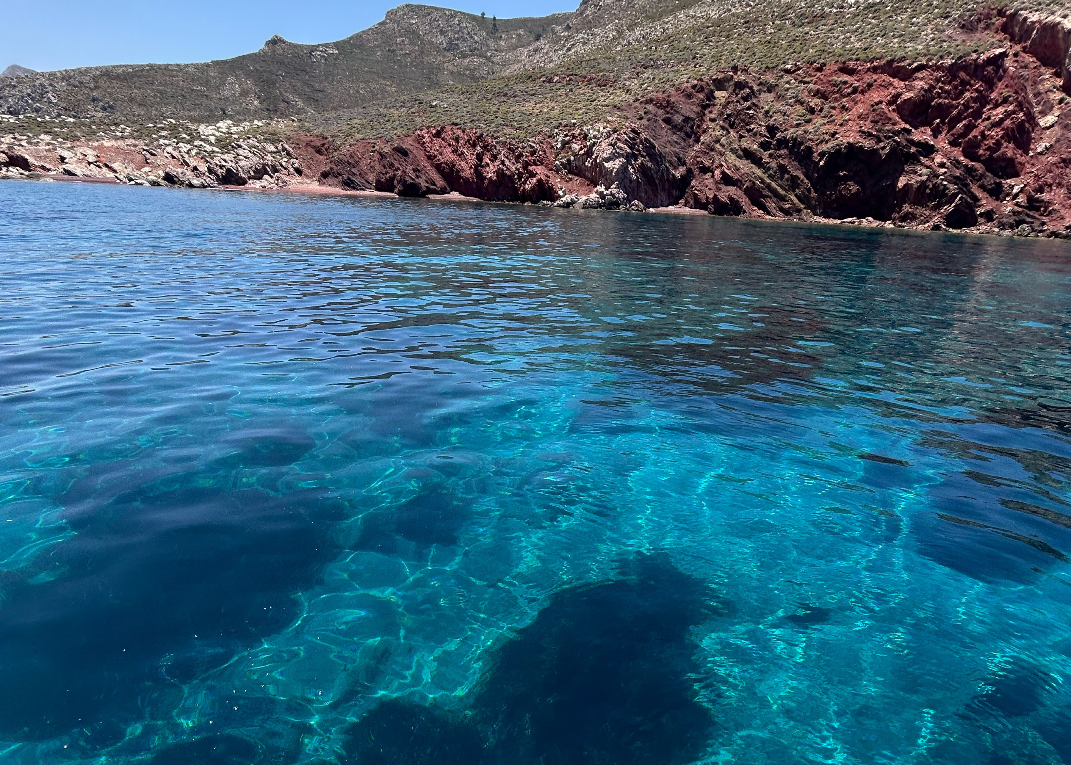 Red and white beach