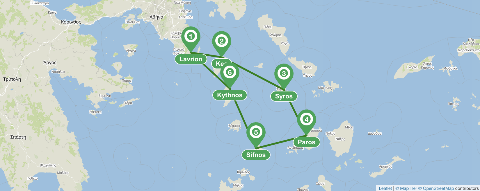 Itinerario de 7 días de Lavrion a las Cícladas