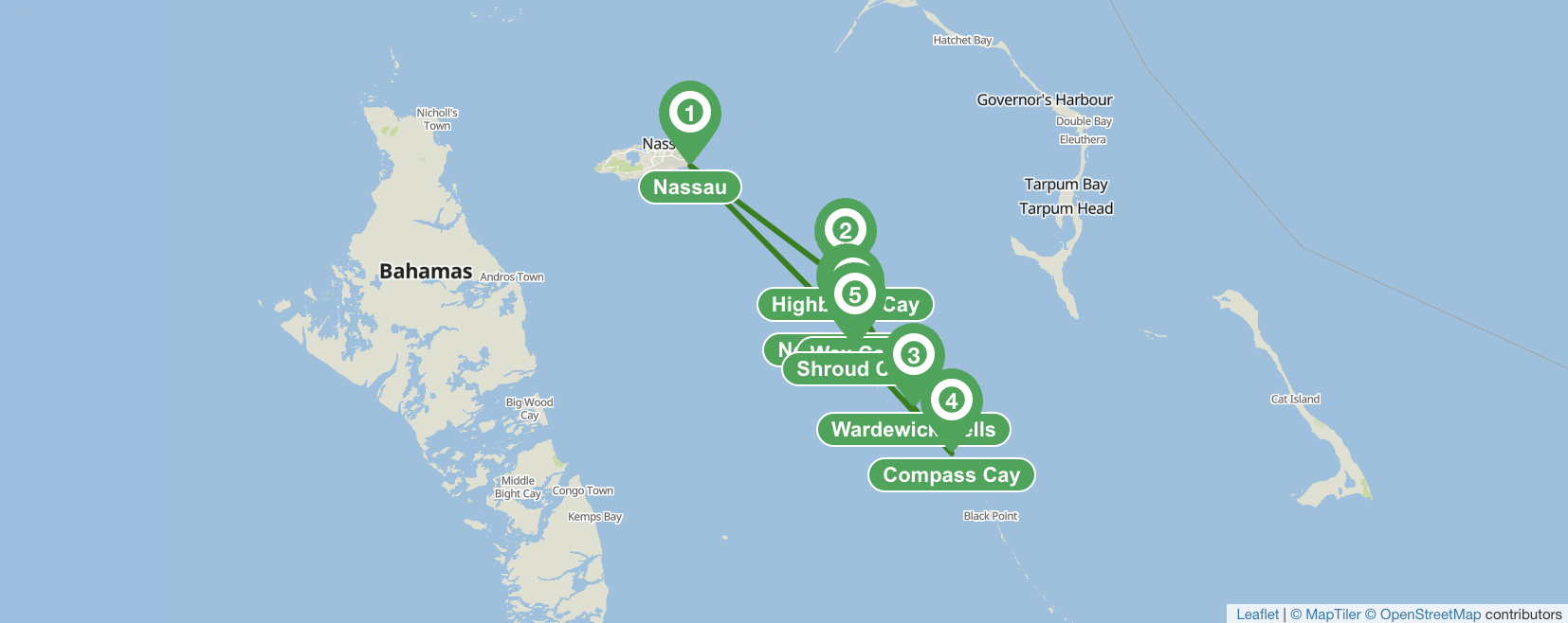 Nassau & Exuma 7 day sailing itinerary
