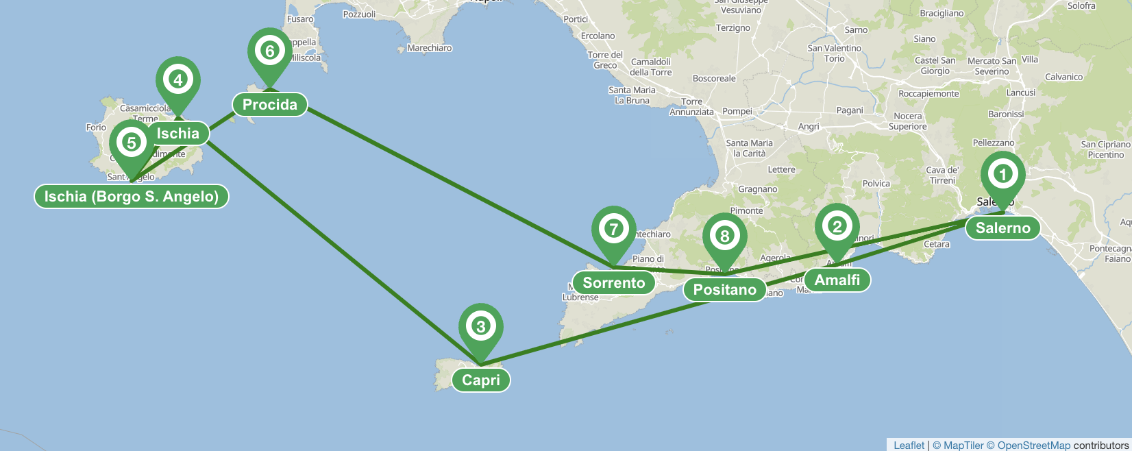 Itinerario en velero de 7 días por la costa amalfitana
