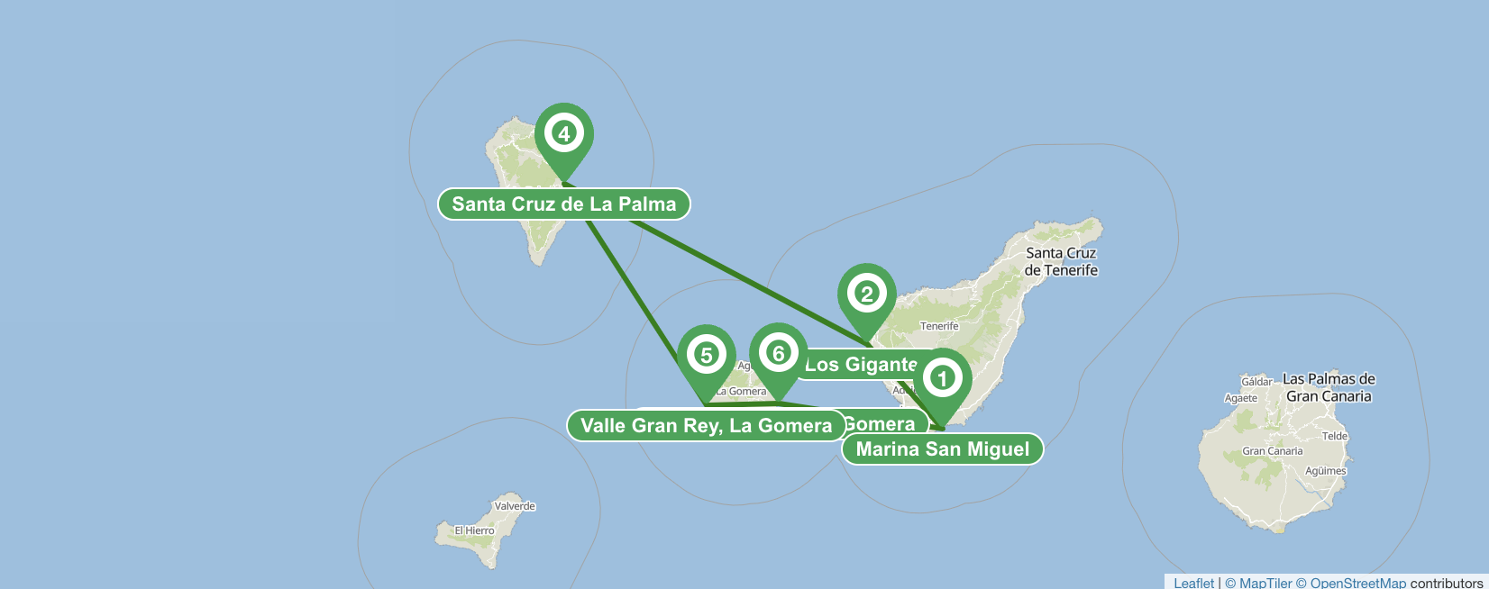 Itinerario di Tenerife 7 giorni in barca a vela