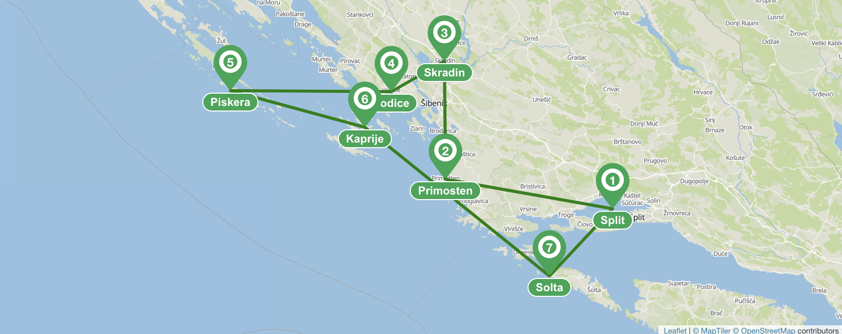 Itinerario en velero desde Split (Norte) - 7 días