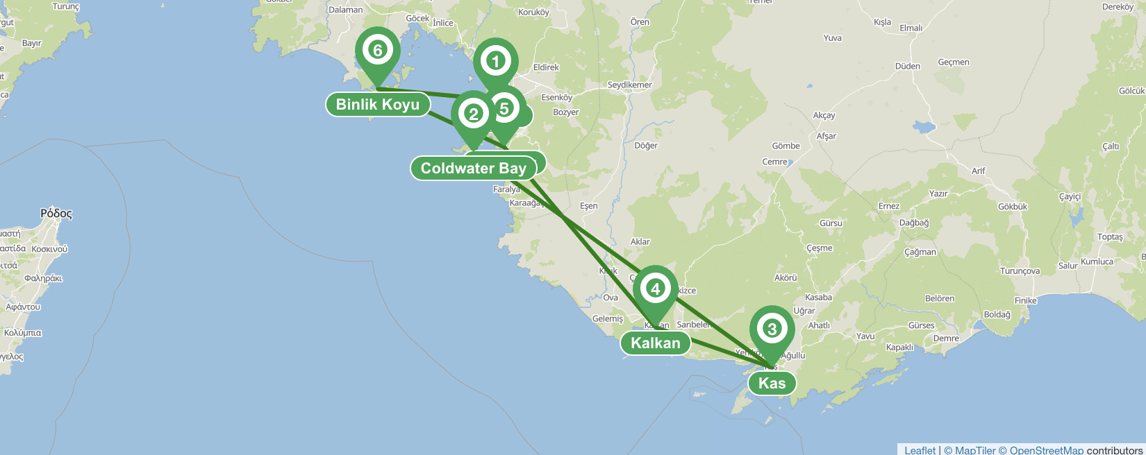 Fethiye 7 days sailing itinerary