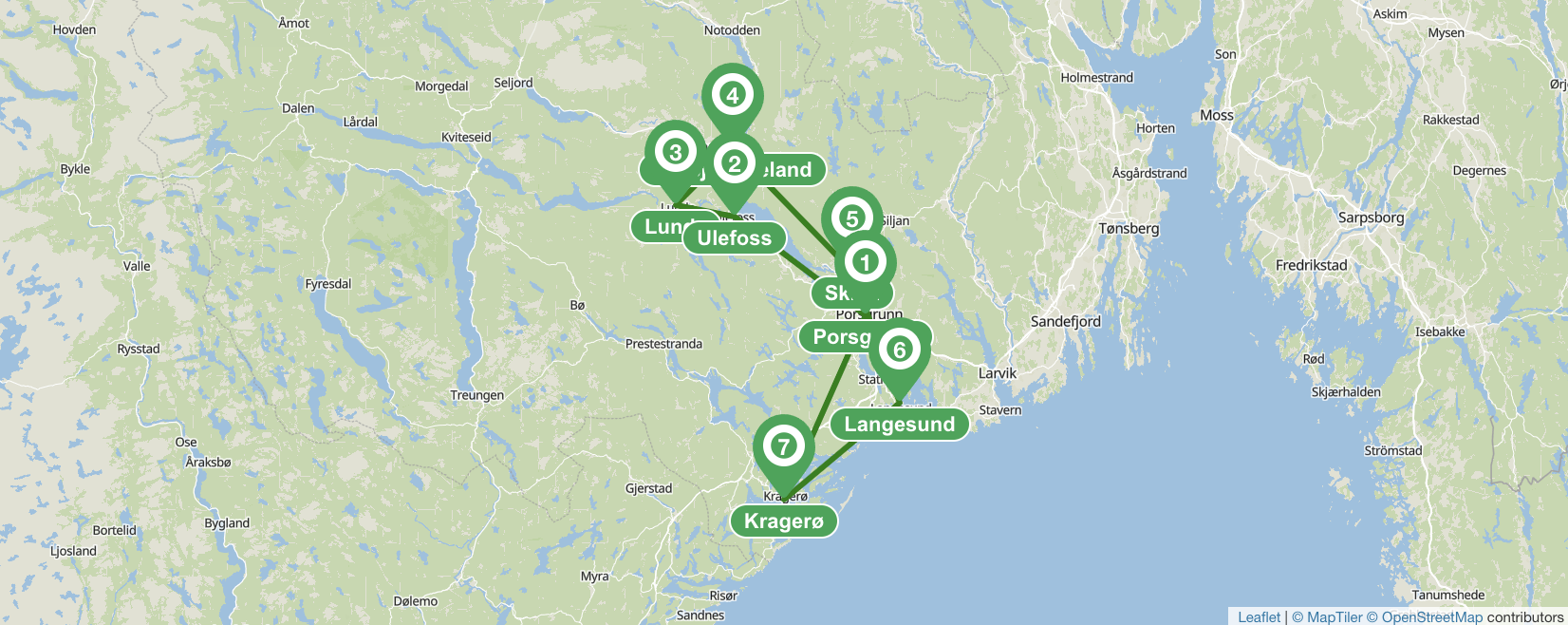 Sailing itinerary from Porsgrunn