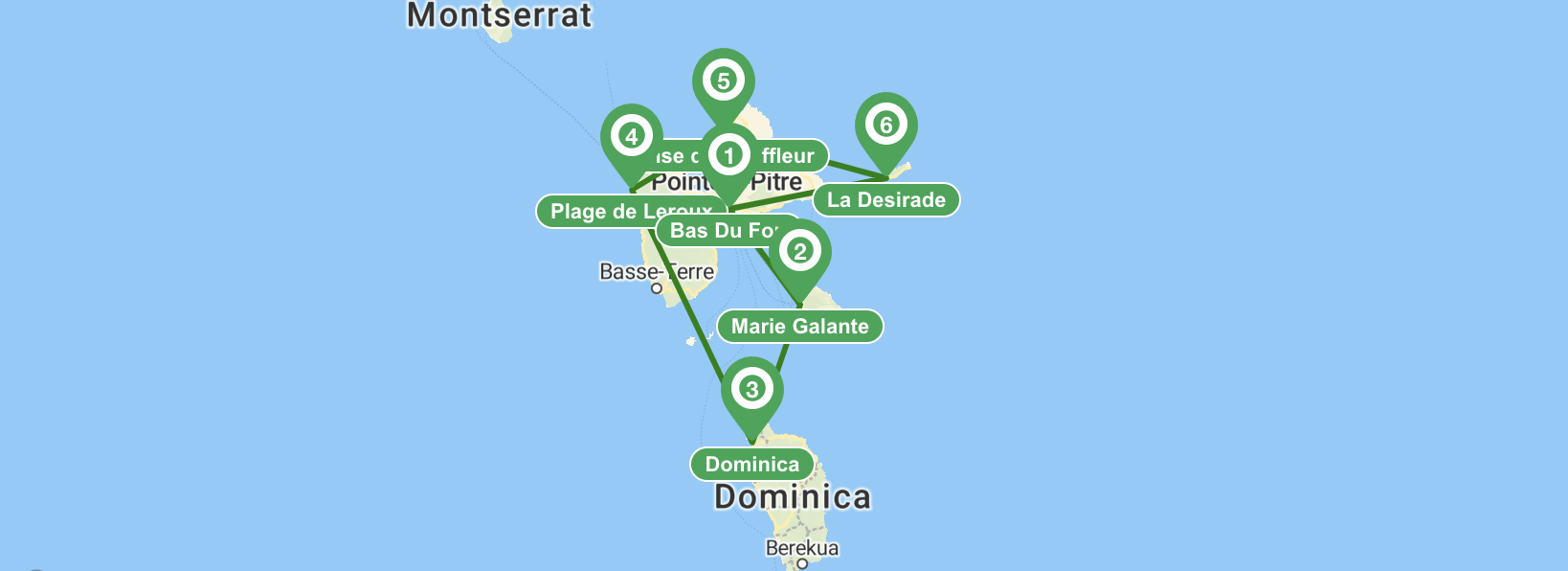 Guadeloupe Segelroute